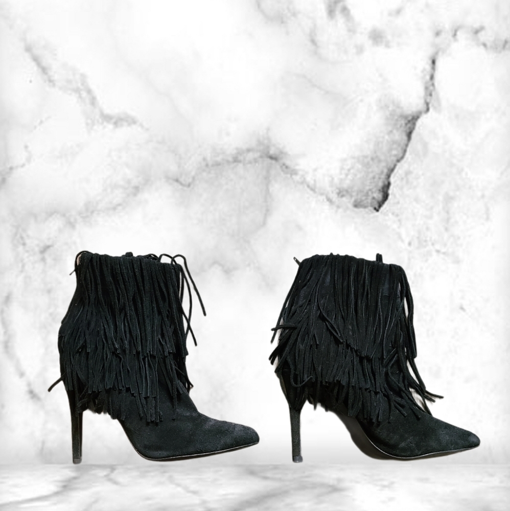 ZARA Black Fringe Booties Size 36